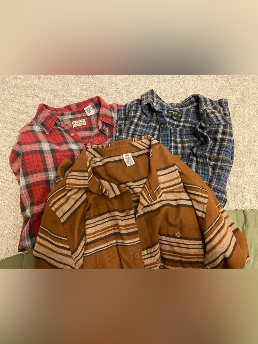 Bundle of 3 Flannels - L.L. Bean, Eddie Bauer, and Hurley